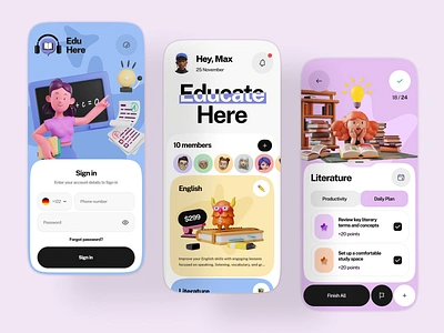 Personalized Learning App – UI Concept for Modern Education app design college e learning education learning learning platform mobile app online class online course online education school ui university ux