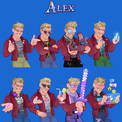 Alex art blond character funny illustration man vector viking