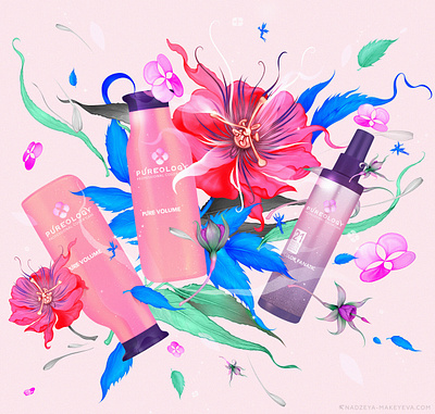 L’Oréal | Pureology | Pure Volume Art botanical editorial illustration flower illustration flowers hand drawn illustration loréal package package art package illustration pattern product design product illustration pureology san francisco design san francisco designer san francisco illustrator