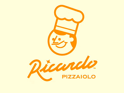 Ricardo - Pizzaiolo logo brand identity branding chef logo cook creative design drink and bavarage fast food logo food logo logo logo design logo type minimalist logo pizza illustration pizzaiolo pizzaiolo logo restaurant ricardo pizza logo symbol take away