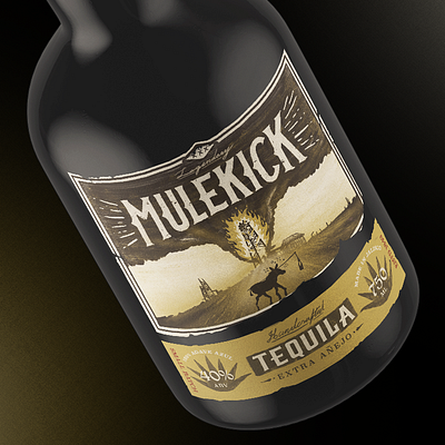 Mulekick #6: Limited Edition alcohol branding graphic design illustration liquor mule oil pack packaging tequila typography wild west