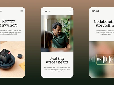 Nomono - Professional Quality Studio app application brand creative design minimalist mobile app mobile application modern modern design platform positive design record recording ui ux visual identity voice voice maker web design