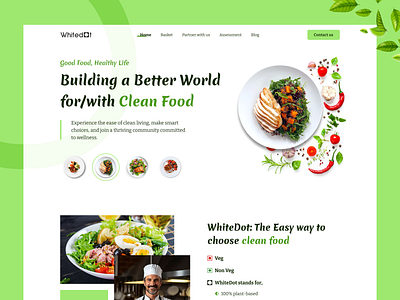 WhiteDot - Clean Food Web Landing Ui app design clean ui food web landing page design minimal modern design ui ui design web design web landing web ui