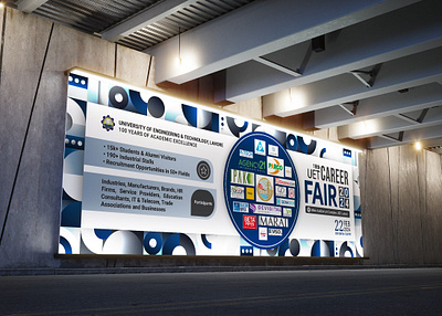 10th UET Career Fair 2024 Banner Designs abstract corporate banner blue career fair career fair banner design corporate banner geometric design job fair job fair design minimal corporate banner design student leadership uet lahore university event university job fair