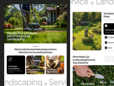 LushScape - Landscape Design Agency Website agency agency website company company website corporate corporate website design home page landing landing page landing page design landscaping portfolio site ui uiux web web design web landing page website