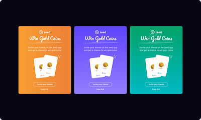 Referral card variation for gold investment app design ui ux