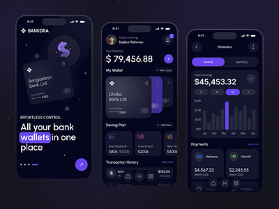 Wallet Banking App adaptive design app design app development app interface app ui design banking app figma design fintech design mobile mobile design oripio sujon.co trading app ui design user experience design wallet app design