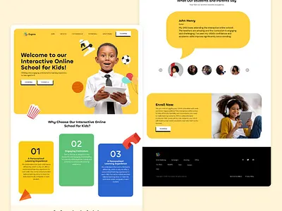 Kids School Landing Page Design branding creative interface design dribbbleshots. dribble portfolio graphic design illustration logo ui vector