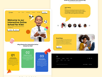 Kids School Landing Page Design branding creative interface design dribbbleshots. dribble portfolio graphic design illustration logo ui vector