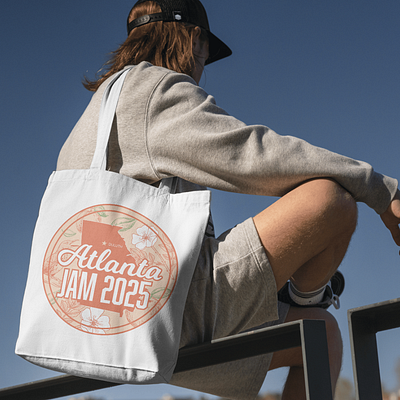 Atlanta Jam 2025 aesthetic branding design design studio event events festival graphic design hat illustration logo logo lockup merchandise mockups modern proffessional tote bag tshirt typography vector