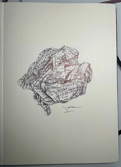 Ballpen Crumpled Paper 📑 ballpen crumpled paper design drawing illustration sketch