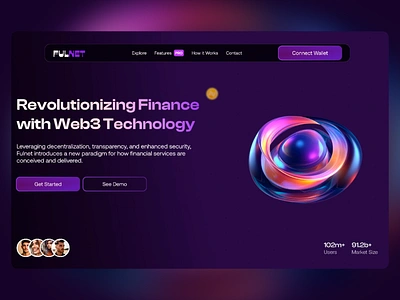 FULNET - Web3 Finance Platform Landing Page blokchain technology crypto finance cryptocurrency decentralization demo exchange finance landing page transparency ui ui design ux ux design virtual wallet web web application web3 web3 technology website website design