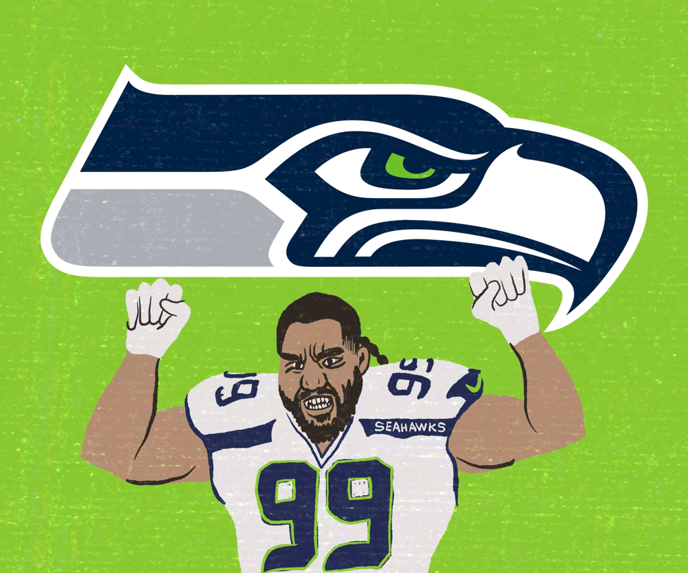 Leo BIG CAT Williams after effects animation cartoon celebration football funny gif graphic design illustration leonard williams looping meme pacific northwest photoshop procreate seahawks seattle thundercat tiger touchdown