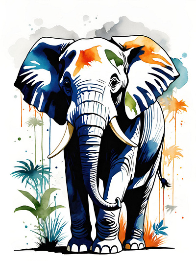 A mighty and beautiful elephant. animal animal art animals beautiful colorful elephant jungle mighty pop art popart