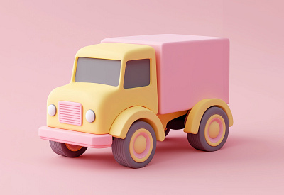 3D Cartoon Truck in Pastel Style 3d 3d car 3d design 3d model 3d modeling 3d pastel truck 3d rendering 3d truck 3d truck desgin 3d truck design 3d trucks branding cartoon truck cute truck design digital truck gerdoo graphic design illustration truck design