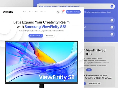 Samsung ViewFinity S8 - Super Monitor's Website🖥️ blue design figma gilangfebrian landingpage monitor samsung selling ui uidesign uiux uiuxdesign website