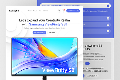 Samsung ViewFinity S8 - Super Monitor's Website🖥️ blue design figma gilangfebrian landingpage monitor samsung selling ui uidesign uiux uiuxdesign website