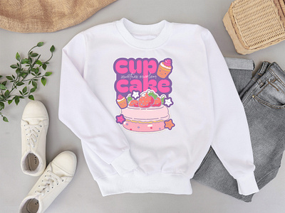 cupcake t-shirt Sweatshirt design 3d active shirt animation apparel branding clothing cupcake design graphic design hoodie logo motion graphics sweatshirt t shirt t shirt design tshirt design ui