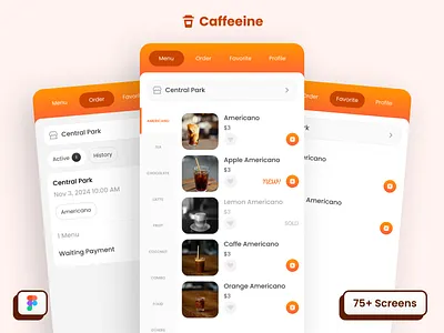 Caffeeine - Coffee Shop App beverage coffee coffee shop drink figma mobile app uiux