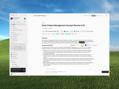 Dock: Project Management Concept (Version 2.0) - Documentation app design design system interaction design product design productivity project management project manager sanya task task manager ui web app