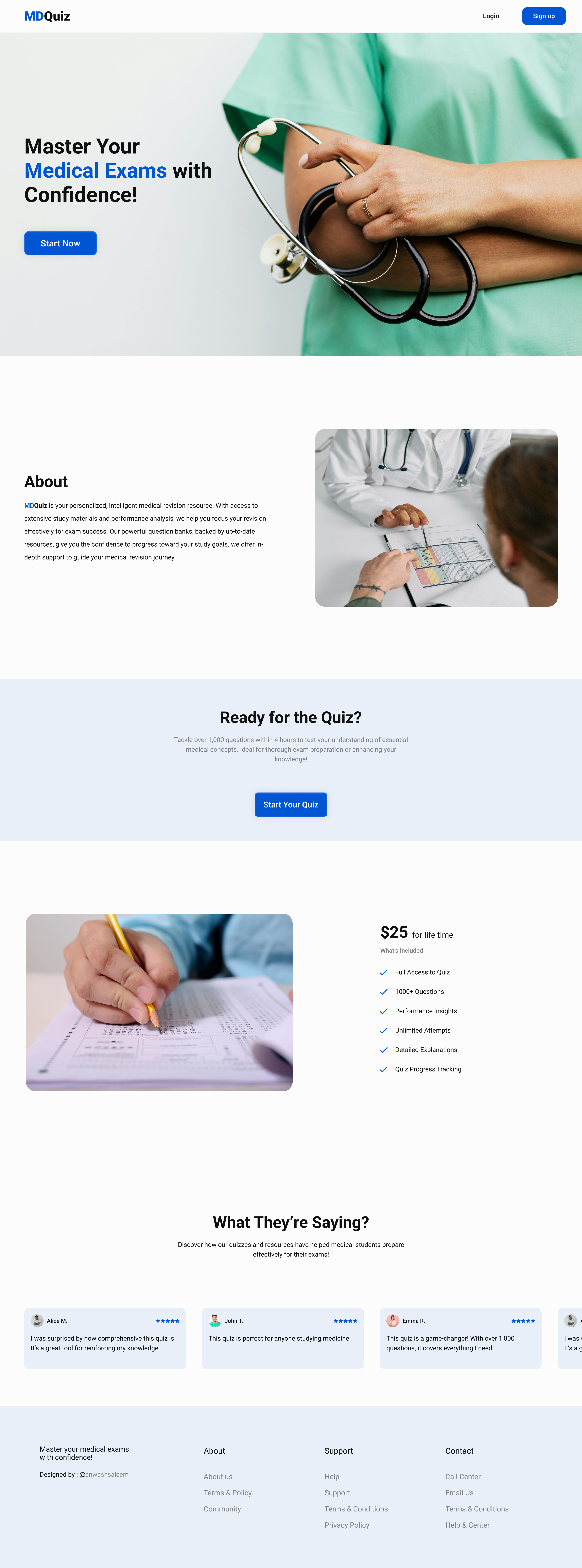 Medical Quiz Website Design figma ui webdesign website