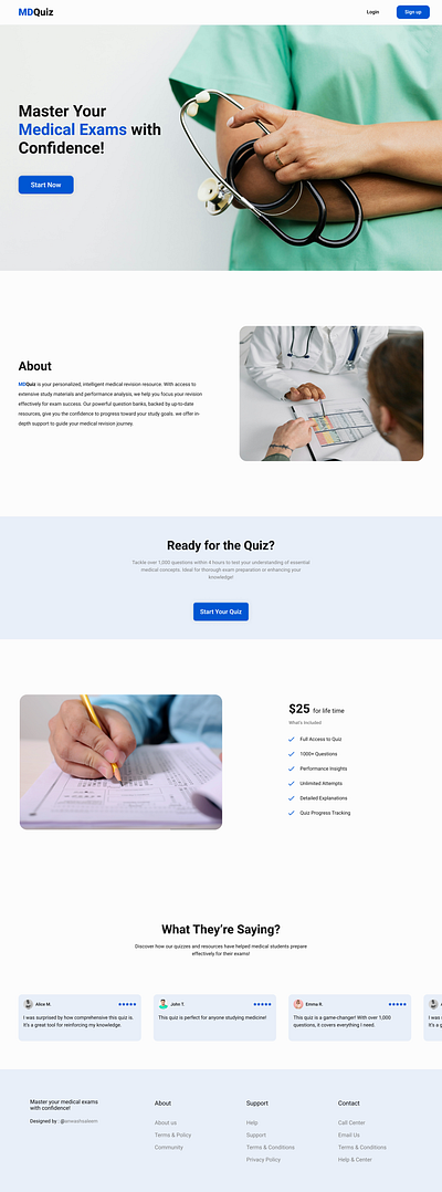 Medical Quiz Website Design figma ui webdesign website