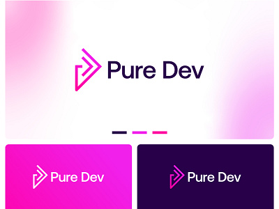 Pure Dev logo design ai blockchain branding coding gradients icon identity it lettering logo tech