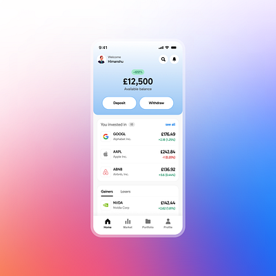 Trading App (Home screen)