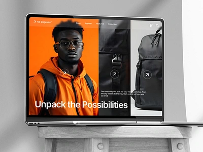 45 degrees Backpack eCommerce agency backpack bag design ecommerce elementor fashion framer landing lifestyle online page product shop ui webflow website wordpress