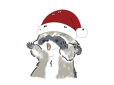 Festive Christmas Raccoon | Cute Holiday Animal in Santa Hat aesthetic animal art christmas cute cute racoon design drawing happy holiday holiday illustration line art merry christmas raccoon santa claus santa hat snow vintage winter xmas