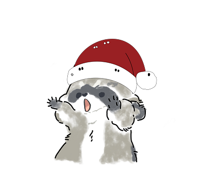 Festive Christmas Raccoon | Cute Holiday Animal in Santa Hat aesthetic animal art christmas cute cute racoon design drawing happy holiday holiday illustration line art merry christmas raccoon santa claus santa hat snow vintage winter xmas