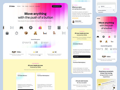 Glide Movers & Truck - Marketing Website delivery service e commerce filllo filllodesign glide landing page logistics marketing website moving service relocation ui design web design