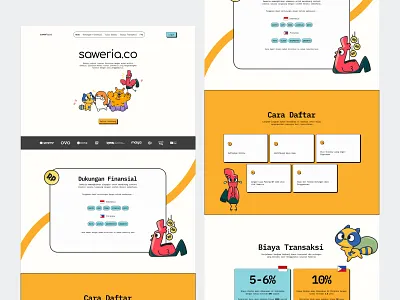 Saweria - Landing Page 🐔 2d assets bold landing page cartoon design company landing page donation landing page donor landing page landing landing page landing page inspiration orange black landing page orange landing page redesign redesign fullpage redesign web saweria streamer ui ui landing ux website