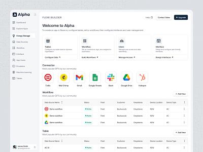 Flow Builder SaaS Dashboard clean ui collaboration tools customizable interface data management data organization design inspiration efficient design flow builder integrations interface design intuitive ui minimal design modern dashboard professional dashboard saas dashboard ui design user friendly design ux design web app design workflow automation