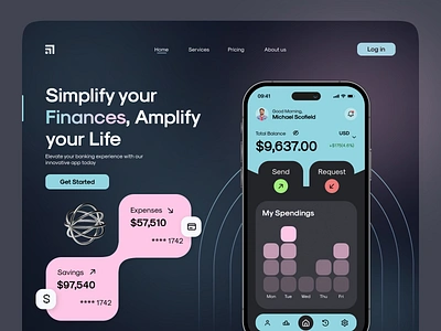 Finance Landing Page banking banking website clean dark theme design finance finance landing page finance website homepage interface landing page light theme minimal mobile app mockup muhammad ali ui user interface ux website