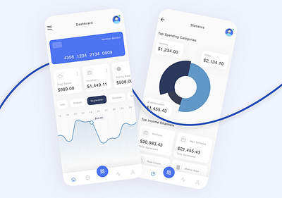 Finance Tracking App Design Figma & Adobe XD adobe xd app design app app design apps clean app design expense tracking app design figma app design finance app graphs design illustration modern design money app design pie chart design tracking app tracking money app ui ux