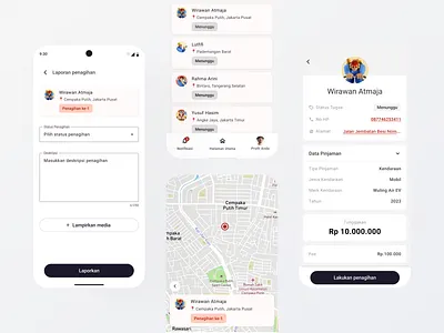 Credit Collection App design map mobile ui