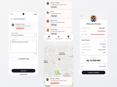 Credit Collection App design map mobile ui