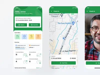 HRIS - HR Management attendance design hr map mobile ui