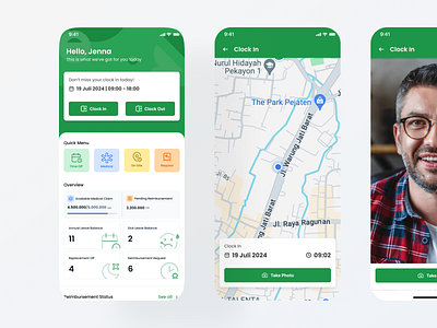 HRIS - HR Management attendance design hr map mobile ui