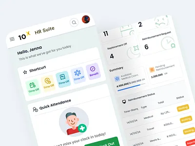 HR Suite - Mobile Dashboard card dashboard design hr mobile ui