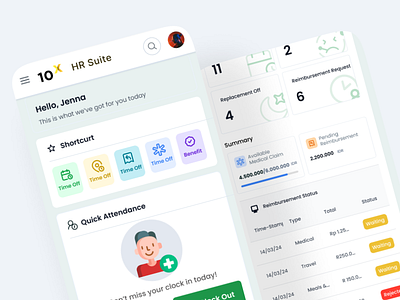 HR Suite - Mobile Dashboard card dashboard design hr mobile ui