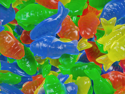 Colorful Gummy Fish 3d animation bear candy cinema 4d colorful fish graphic design gummy motion graphics sweet