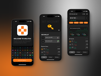 Crypto wallet — Vaultex app crypto ui ux wallet web3