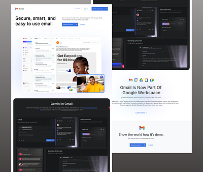 Gmail Landing page Design exploration 2025 design app design branding dashboard design design design inspirations desktop design gmail goggle illustration ui uiux design