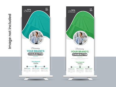 Business roll-up banner annual banner booklet brochure business clean corporate design flyer modern print report roll roll up template vector