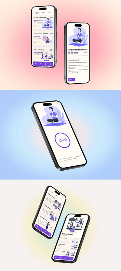 Design Hackathon - Meditation App design illustration ui