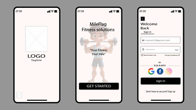 Fitness App Wireframing branding fitness app graphic design high fedility wireframe promotional grapphics uiux visual identity wireframin