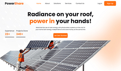 Solar Landing Page UI Design choosesolar futureissolar smartsolar solarbusiness solarforeveryone solarglobal solargrid solarinnovation solarjobs solarlifestyle solarpanels solartech worldwidesolar