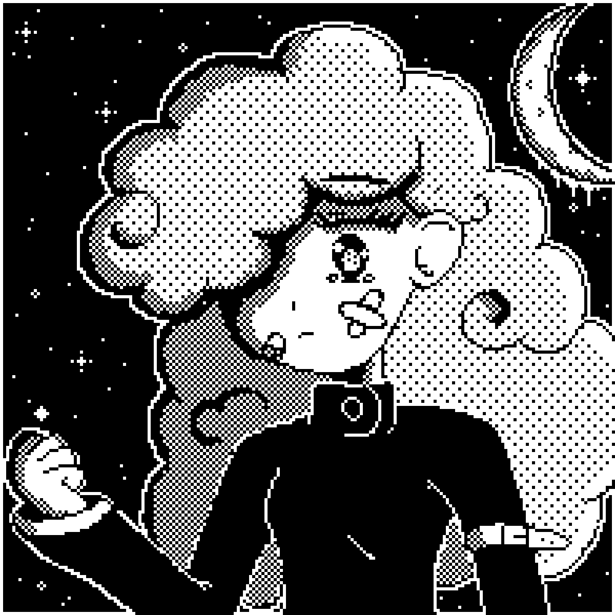 (Animation gif) "A lot of emotional pain" 1 bit animation illustration oc pixel art